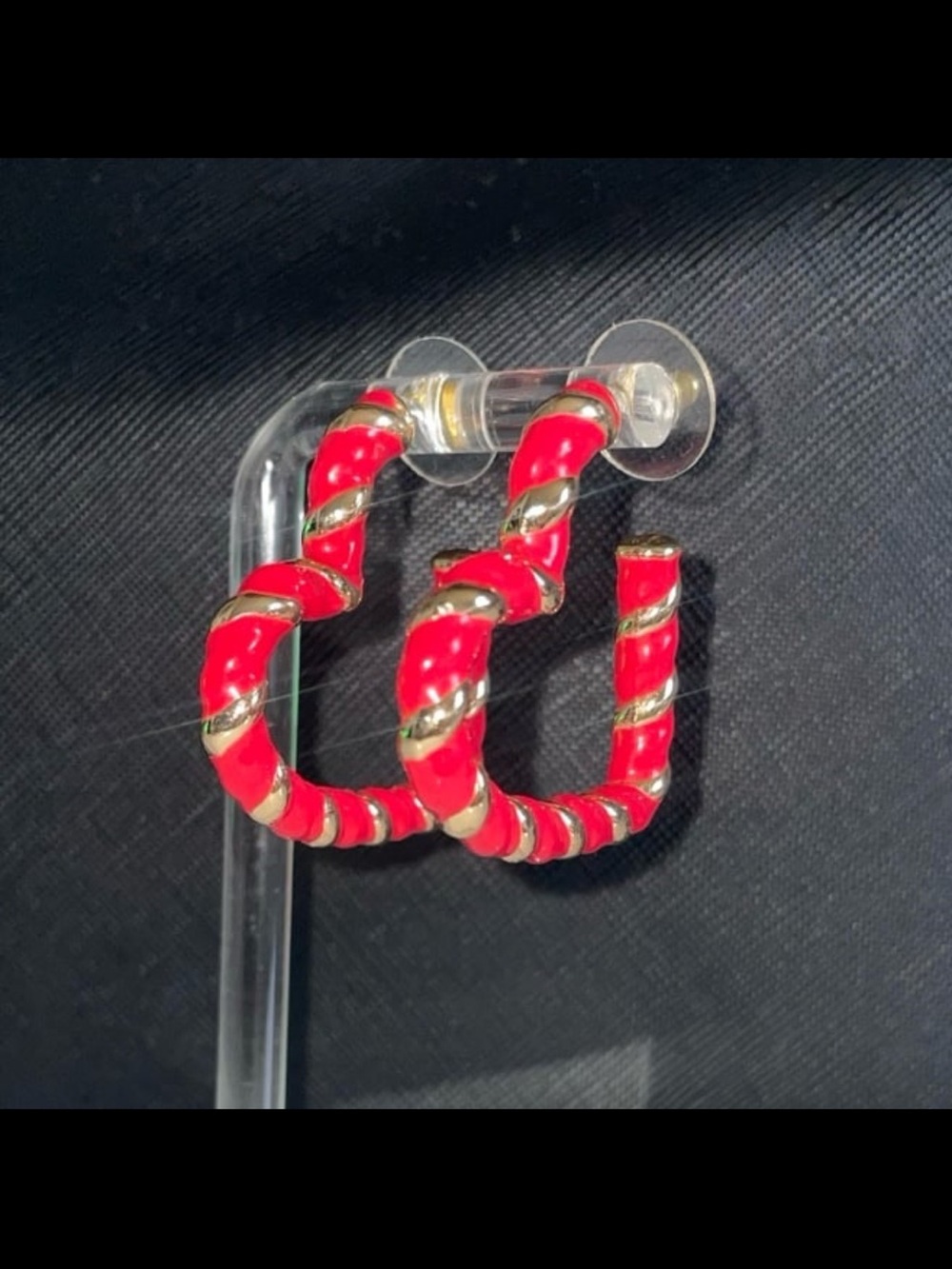 Sugarfix by BaubleBar Red Enamel Twist Hoop Earrings with Gold Rope Detail